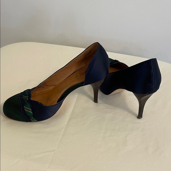 Nella Dark Blue and Green Heels - Picture 1 of 6